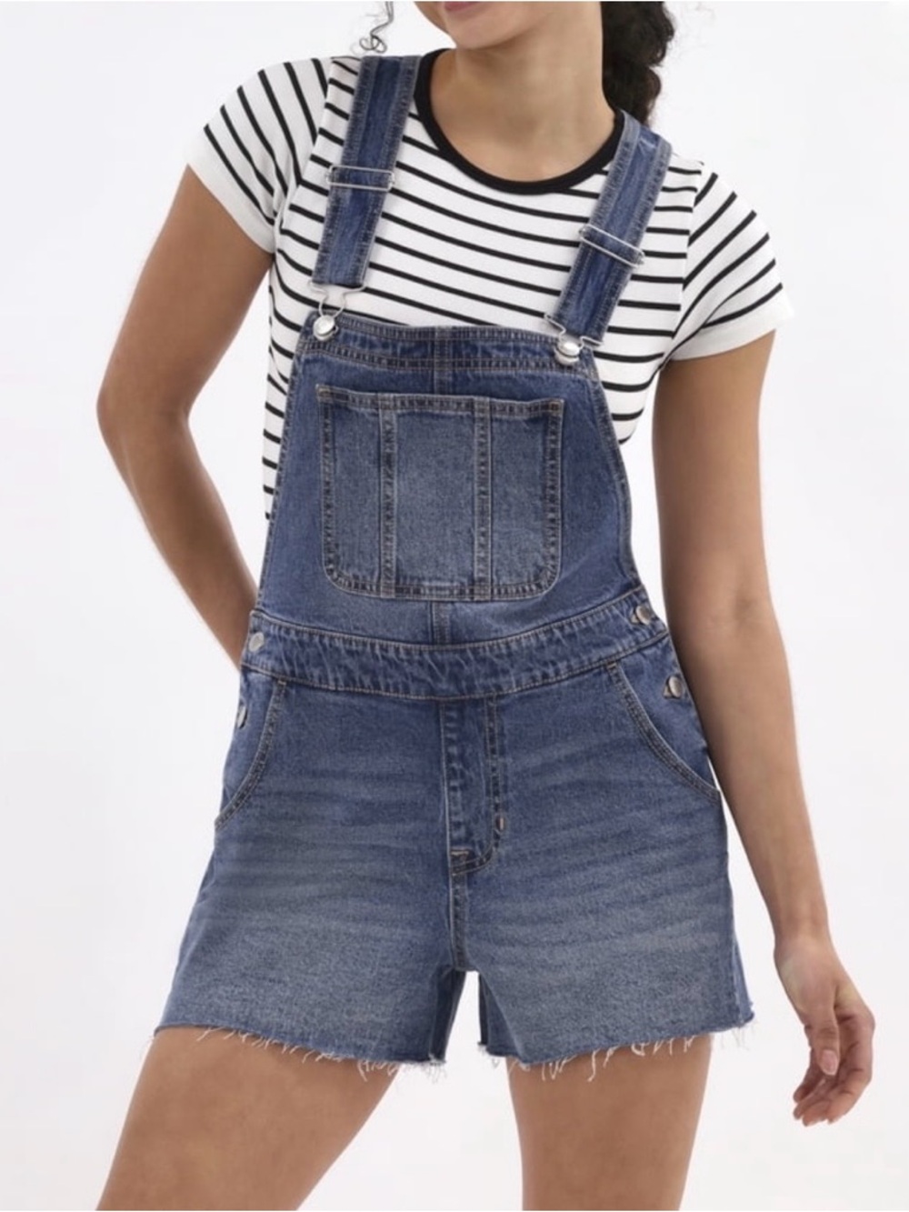 No Boundaries Blue Denim Short Overalls